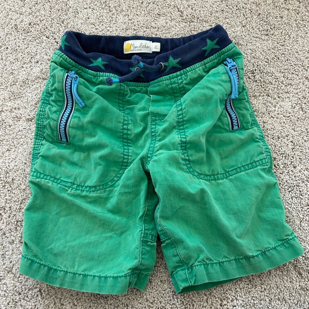Mini Boden Green and Blue Kids Shorts